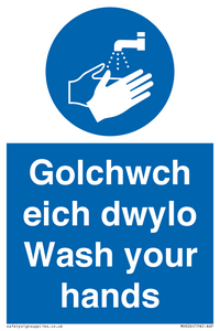golchwch eich dwylo / wash your hands - safety sign
